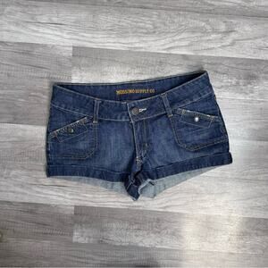 Y2K Style Low Rise Cuffed Denim Shorts Flap Pocket Size 7 Mossimo